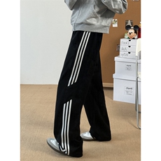 新款条纹长裤舒适华棉62%宽松直筒M-5XL坠感有型X2560特批33，男装休闲裤，星座718
