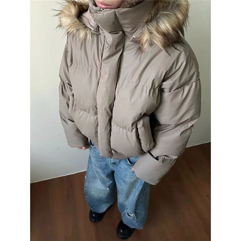 基础棉衣可拆卸帽子/冬季宽松街头外套男女夹克连帽棉服,女装棉衣/棉服,星座506A