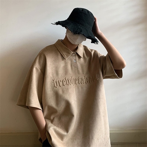 麂皮绒钢印POLO衫 翻领夏季短袖T恤T22 P45图片