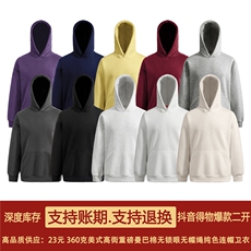 无帽绳版二开26春装美式高街重磅曼巴棉纯色连帽卫衣外套X056，女装短外套，电商A486-1