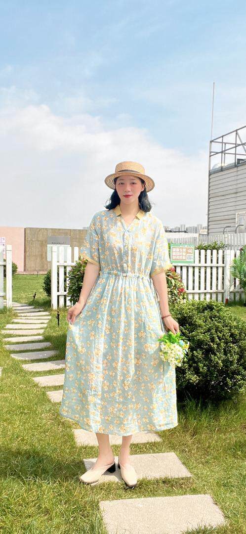 纯苎连衣裙小衫裤子裙子衬衣 时尚风 风淑女风休闲，女装连衣裙，川哲