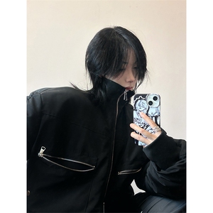 港风美式复古拉链拼接设计感立领夹克棉服  XZ213-MF01-P148控168图片