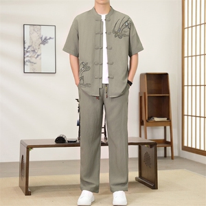 （版权注册 仿款必究）夏季新款套装冰丝短袖长裤休闲时尚两件套图片