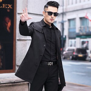 2023春秋款风衣男中长款外套中年男士商务休闲宽松时尚百搭上衣，男装风衣，电商B212（原钱塘6029）
