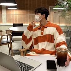 WK0670-P42网络图翻领纽扣针织衫COUNTONME羊毛POLO领针织上衣，男装Polo衫，电商C233