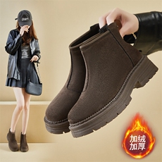 X4556-100加绒马丁靴女2024冬季新款休闲鞋增高保暖短靴，女鞋长靴，星座1407-3