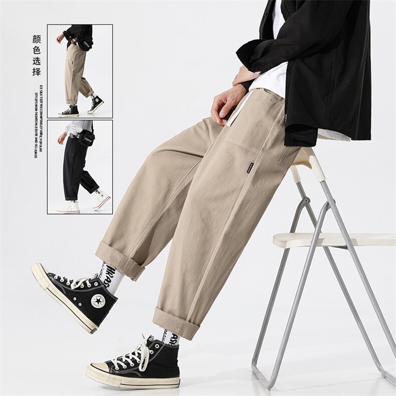 日系纯棉工装裤男夏季薄款休闲裤九分裤长裤217-2-HK23849-P48,男装工装外套,星座217-2