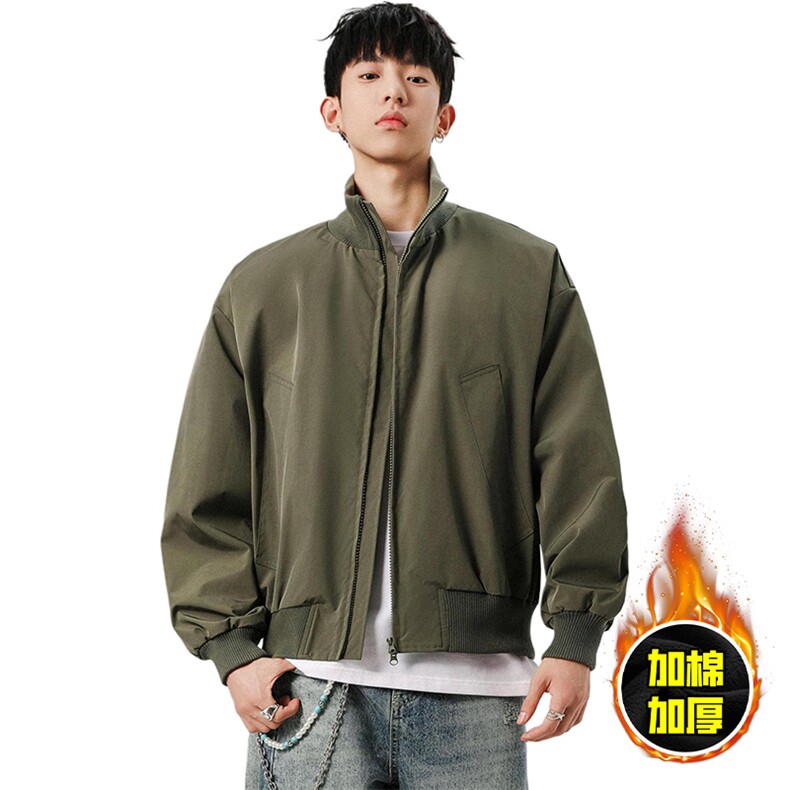 棉衣5W件现货冬季美拉德立领飞行夹克廓形高街棒球服加棉加厚外套，男装夹克，电商A486
