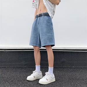 牛仔裤纯色水洗短裤男休闲侧设计中裤机能户外五分裤子 N3233图片