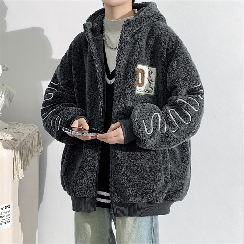 2024冬上新加绒加厚潮牌棉衣羊羔绒连帽外套男女 992-P110控价158图片