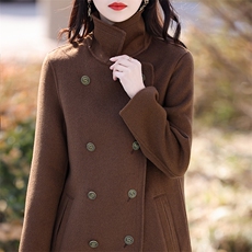 职场气质重工翻领羊毛针织西装外套女外搭短款小个子长袖休闲上衣，女装毛呢外套，亿美羊绒