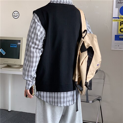 卫衣男潮牌假两件ins格子外套韩版宽松港风套头女衣服WY3310-p40，女装短外套，星座1008-2