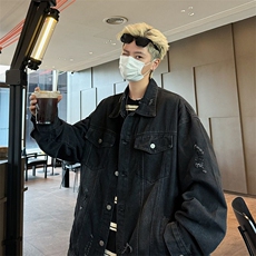 美式复古牛仔衣外套男秋冬褂子痞帅高级感XZ201-WT002P75，男装工装外套，星座201