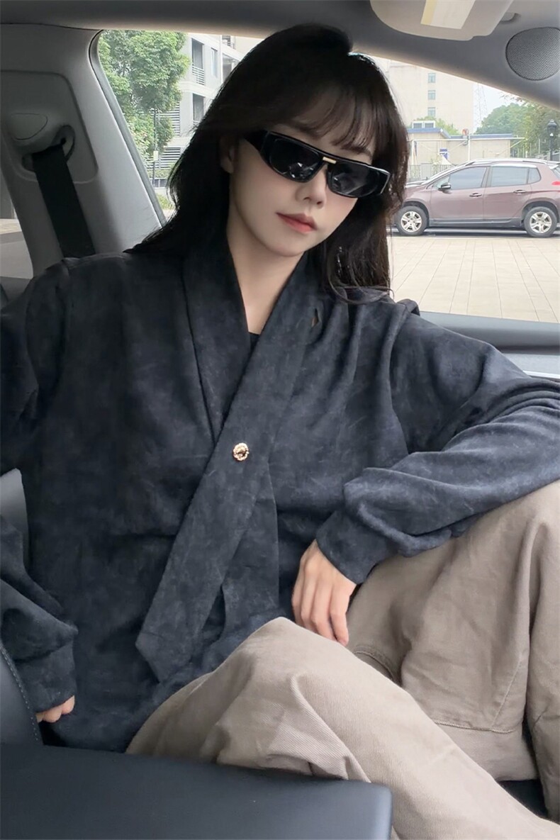 学院风自带领带cleanfit长袖卫衣扎染纯色上衣常规P49加绒P59,男装卫衣,电商B319