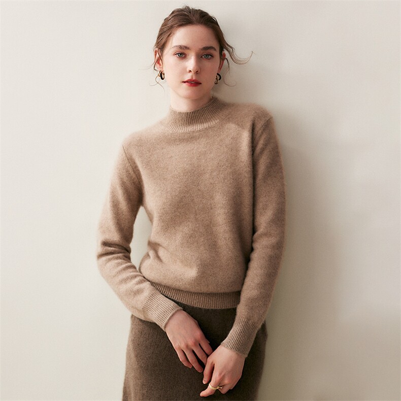 2025秋冬新款女羊绒衫100纯羊绒半高领羊绒长袖羊绒上衣气质内搭，女装羊绒衫，绒创羊绒