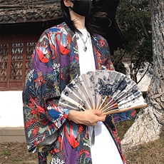 24夏季大码新中式防晒服薄外套男女开衫道袍披风汉服潮F20/P40，男装防晒衣，钱塘713
