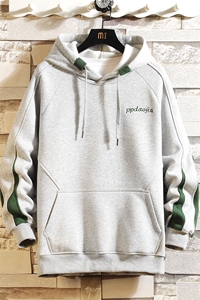2023秋新款砖墙挂拍大码男刺绣拼接连帽运动休闲卫衣W52-P50图片