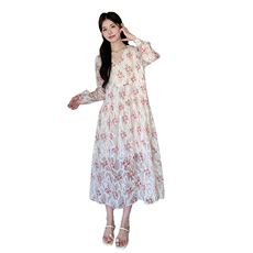 夏季新品设计感防晒碎花连衣裙2C2851807P115K168，女装连衣裙，2C285