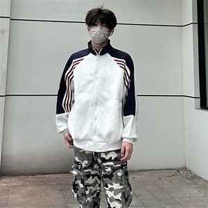 抖音得物高品质 美式高街重磅结构织带拼接撞色立领卫衣外套 CM41图片