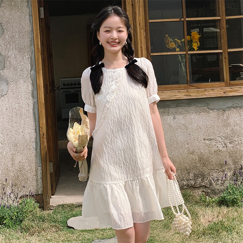 肌理感小香风连衣裙女夏2023新款小个子减龄漂亮洋气荷叶边小黑裙,女装连衣裙,姿衣轩