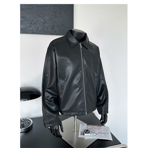 美式复古翻领皮衣外套男设计感拉链pu皮机车服夹克潮JK08568-P73图片