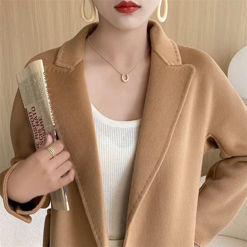 羊毛大衣女新款冬季韩版时尚流行羊毛呢子外套,女装双面呢大衣,召鑫羊绒双面呢
