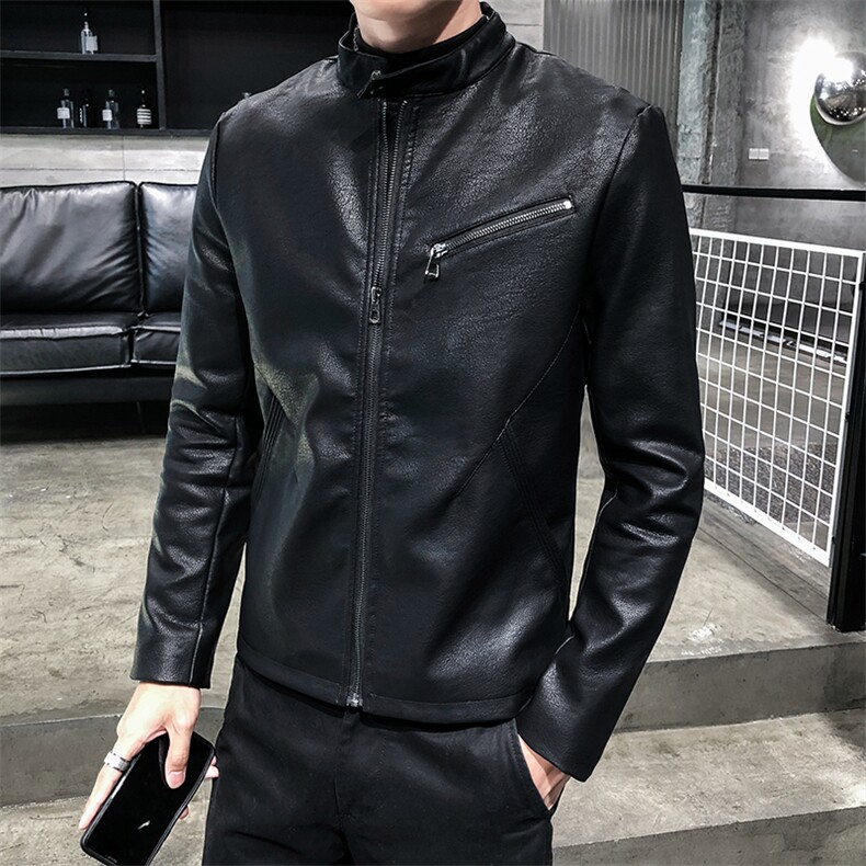 312A-5-X57-P120新款皮衣男韩版立领机车服青年水洗皮夹克b,男装夹克,星座312A-5