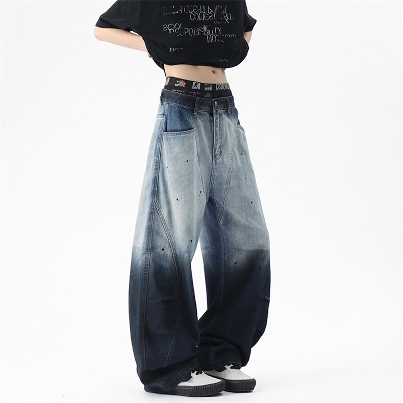 WD920-风格店数据渐变洗水弯刀牛仔裤(P65X98)2,男装牛仔裤,电商C315