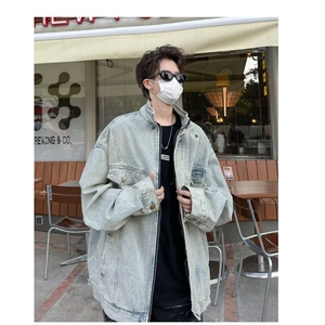 复古水洗做旧牛仔外套男款春秋季潮牌vibe风休闲夹克宽松工装上衣图片