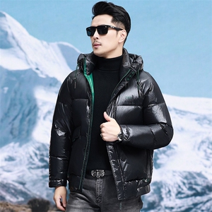 高品质脱卸帽短款90白鸭绒羽绒服外套中年男装加厚羽绒服夹克图片