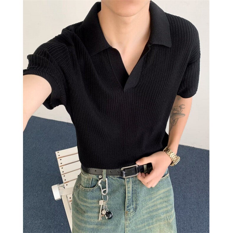 男夏装港风宽松POLO衫小众设计感趣味新款男装上衣HK506P48，男装Polo衫，星座1013-1