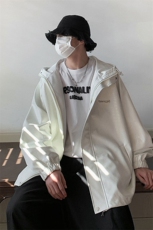 港风连帽鳄鱼纹PU皮衣大码情侣休闲冲锋衣夹克男JK8744P90控128，男装夹克，星座226-1