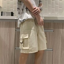 工装短裤男夏季外穿宽松潮牌五分裤港风休闲百搭直筒中裤DK27-P33，男装休闲裤，星座1008