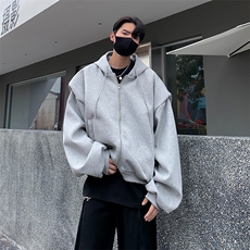 港风秋款男连帽卫衣宽松休闲有垫肩夹克外套WY40P48，男装夹克，星座1013-1