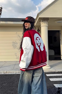 时尚美式复古设计感棒球服外套女春秋2025新款夹克学院风潮牌图片