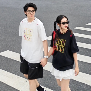 万针全刺绣工艺抖音得物高品质260克重磅纯棉双纱美式高街短袖T恤