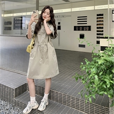 休闲减龄工装衬衫连衣裙女夏2025新款收腰显瘦今年流行高级感裙子，女装连衣裙，2C258