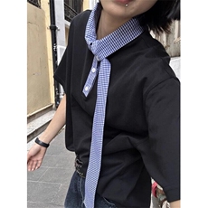 航海领飘带短袖T恤男夏季海边设计感半袖体恤拼接美式潮牌五分袖，男装T恤，星座1116A（原606A-3）