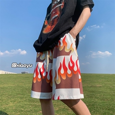 XZ616夏季新款满印火焰冰丝五分裤休闲沙滩裤TY882P25控39，男装休闲裤，星座512A（原616）