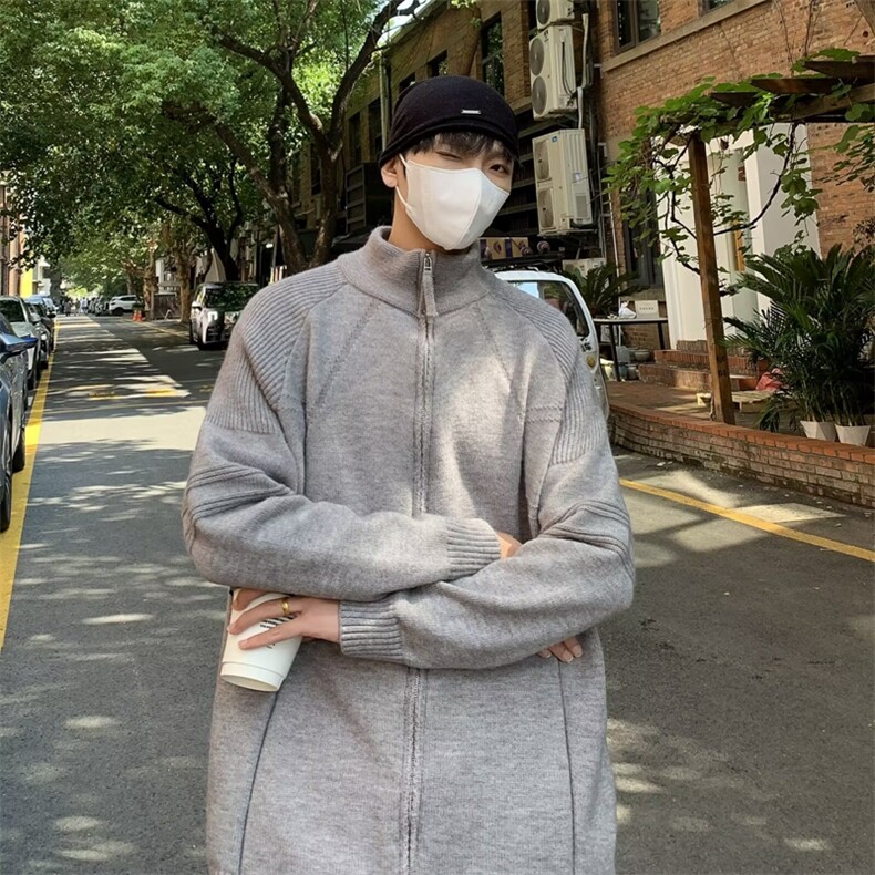 学院风徽章刺绣针织开衫秋冬季慵懒风设计毛衣上衣外套图片