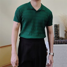 翻领POLO衫夏季新款男运动休闲修身透气针织短袖健身弹力纯色T恤，男装T恤，星座1210-1