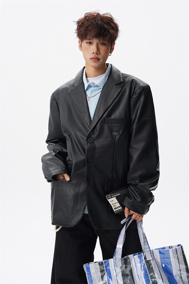 8XL-M特大码皮衣男中性风休闲西装皮衣外套加大码PY852P110控138,男装西服套装,电商D206-1