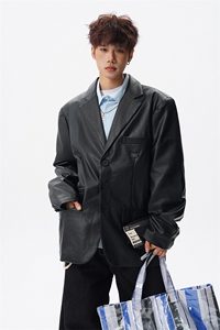 8XL-M特大码皮衣男中性风休闲西装皮衣外套加大码PY852P110控138图片