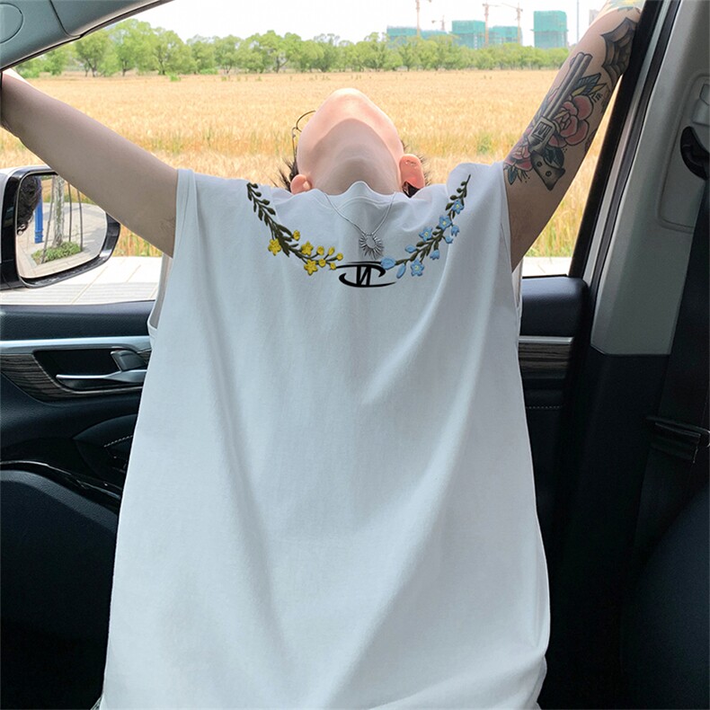 可48小时发货支持抖音得物来样二开240克重磅美式纯棉背心无袖t恤,男装T恤,电商A486-1
