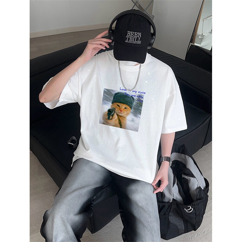 可48小时发货支持抖音得物来样二开美式满天星亮片短袖T恤MTX669,男装T恤,电商A486-1
