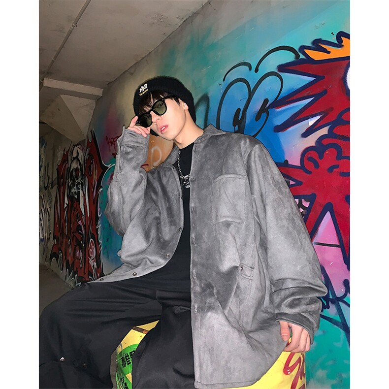 春秋衬衫小众夹克麂皮绒外套港风大码上衣潮1016-1CS70P68K89,男装夹克,星座1016-1（原电商B408-1）