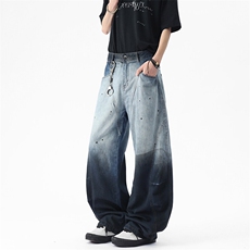 WD920-风格店数据渐变洗水弯刀牛仔裤(P65X98)4，男装牛仔裤，电商C315
