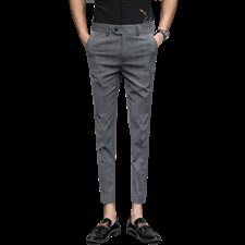 格子九分裤男韩版潮流修身夏季男士休闲裤9分男裤子西裤ZD96，男装西裤，星座1904A