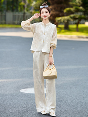 2025春上新复古风重工穿搭一套高级感提花马甲两件套，女装套装/套裙，韩然一族