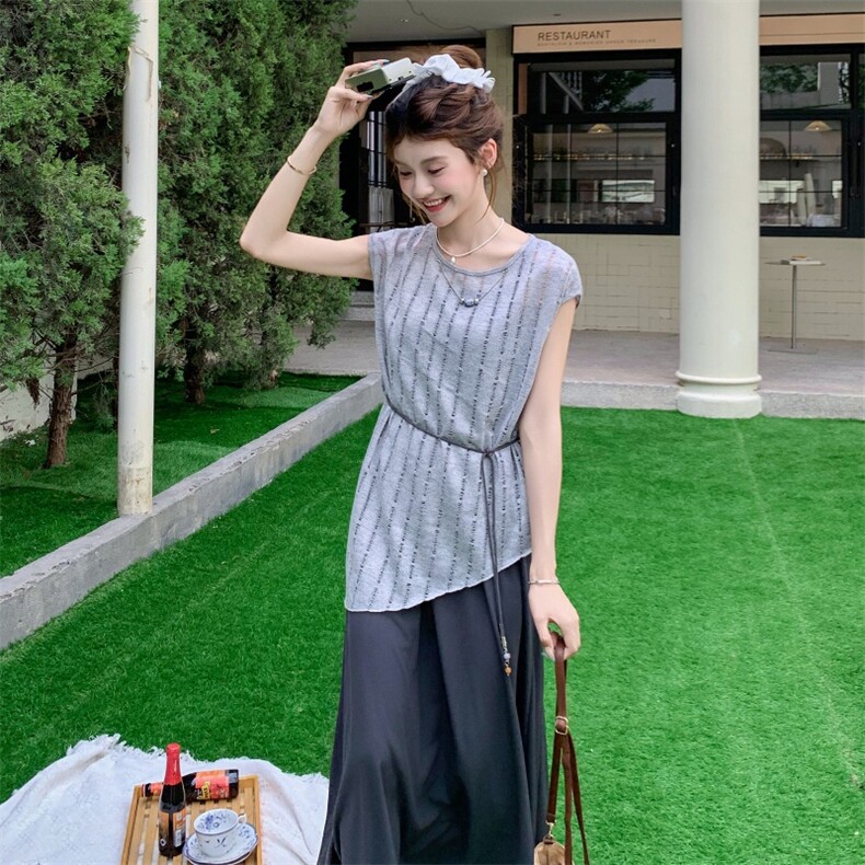 法式小众别致收腰两件套连衣裙女夏2025新款高级,女装套装/套裙,欣美人